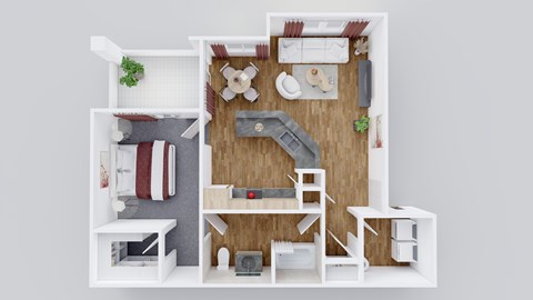 Floor plan for 1 bed, 1 bath, 782 sqft